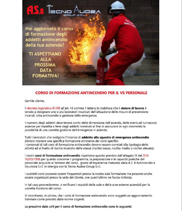 Corso Antincendio per il tuo Personale